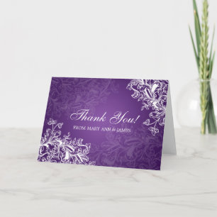 Wedding "Thank you" Vintage Swirls Purple Dankeskarte