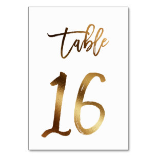 Wedding Tischnummer   Goldfolie Chic Tabelle 16