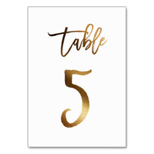 Wedding Tischnummer   Goldfolie Chic Tabelle 5