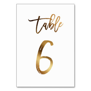 Wedding Tischnummer   Goldfolie Chic Tabelle 6