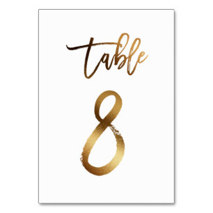 Wedding Tischnummer   Goldfolie Chic Tabelle 8