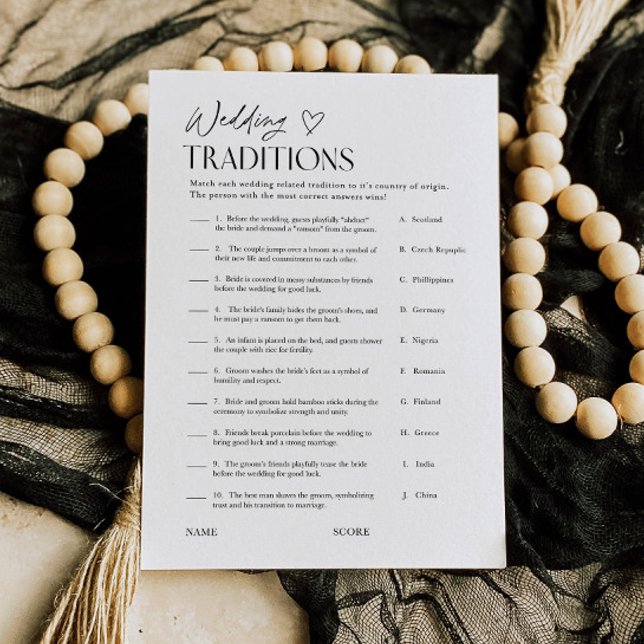 Wedding Traditions Bridal Shower Trivia Game Card Einladung (Von Creator hochgeladen)
