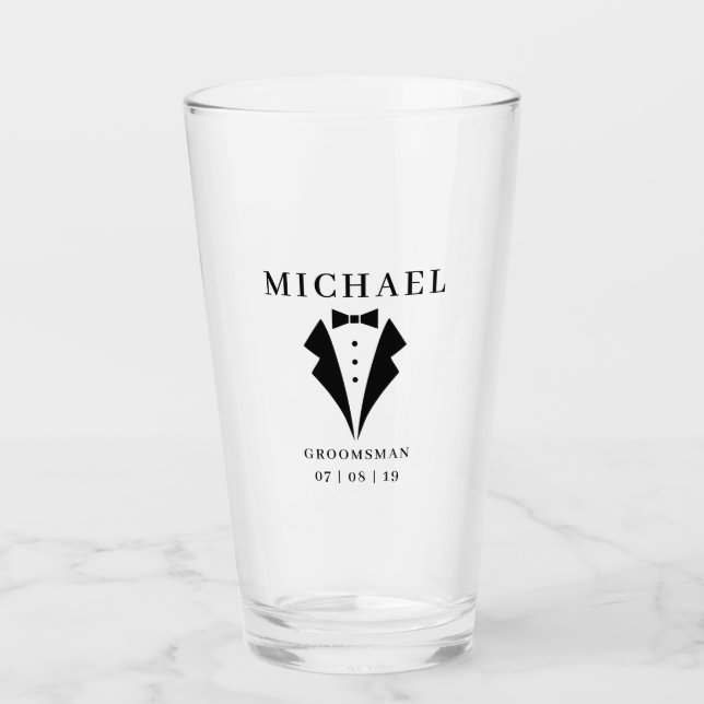 Wedding TRAUZEUGE Personalisiert Tuxedo Pint Glas (Vorderseite)