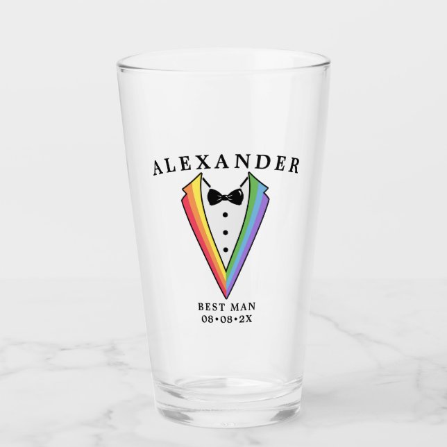 Wedding Tuxedo Gay LGBTQ+ Trauzeuge Glas (Vorderseite)