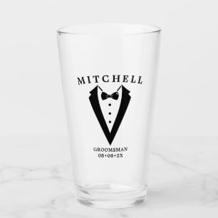 Wedding Tuxedo Personalisierter Trauzeuge Glas