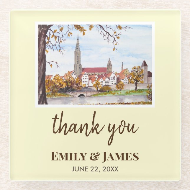 Wedding Ulm Minster Germany Farida Greenfield Glasuntersetzer (Vorderseite)