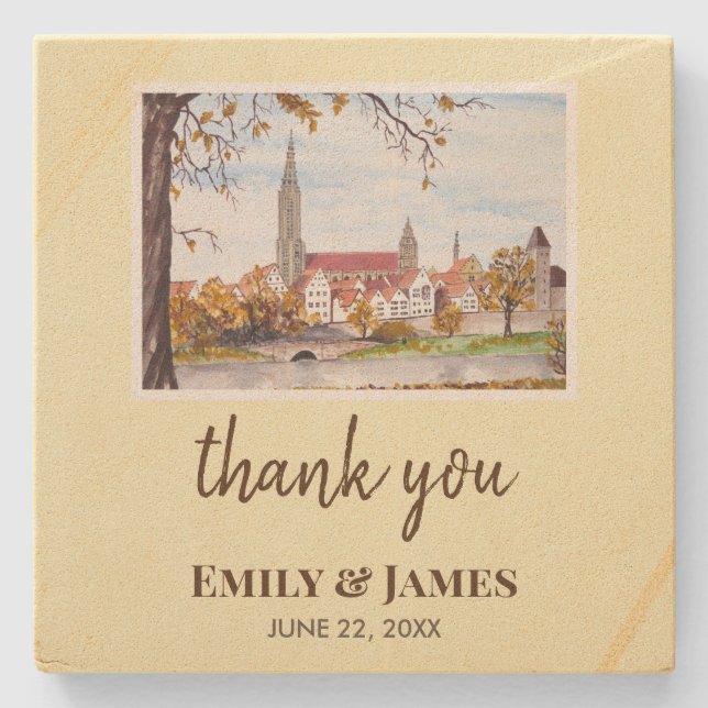 Wedding Ulm Minster Germany Farida Greenfield Steinuntersetzer (Vorderseite)