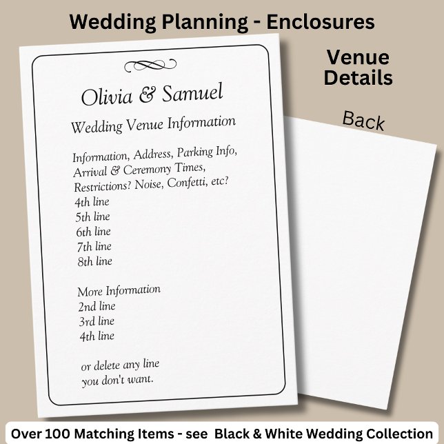 Wedding Venue info - Black White Infinity Scroll, Begleitkarte (Von Creator hochgeladen)