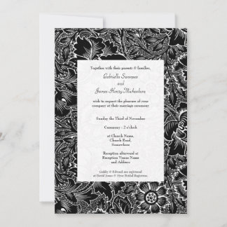Wedding viktorianische Vintage schwarze u. weiße Einladung