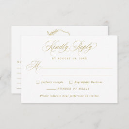 Wedding Vintage Classic Elegant Gold Meal Choice RSVP Karte