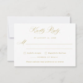 Wedding Vintage Elegant Classic Gold Meal Choice RSVP Karte