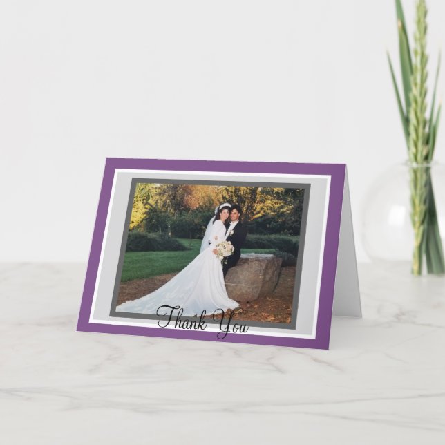 Wedding Violet Gray Foto Vielen Dank Karten (Vorderseite)