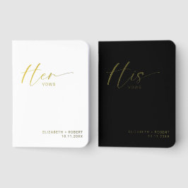 Wedding Vow Books His Hers Script Elegant Minimal