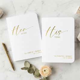 Wedding Vow Books His Hers Script Elegant Minimal