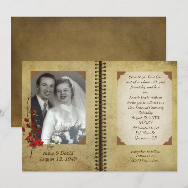 Wedding Vow Renewal Book Invite Einladung (Vorne/Hinten)