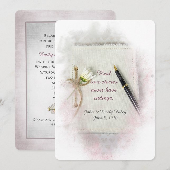 Wedding Vow Renewal Zeitschrift mit daisy Einladung (Vorne/Hinten)