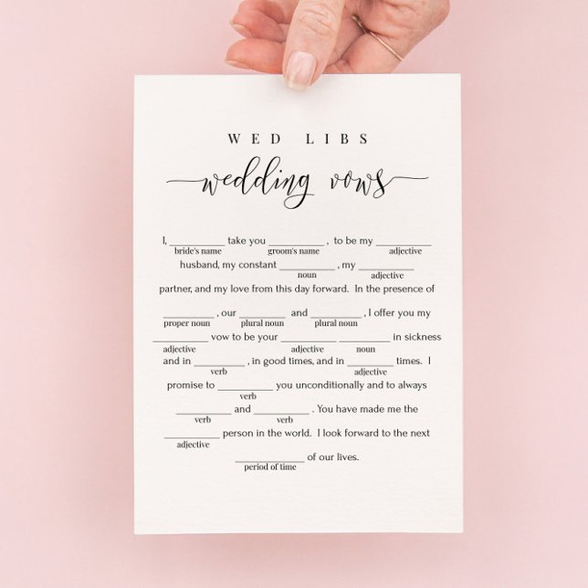 Wedding Vows Wed Libs Game Card Einladung (Von Creator hochgeladen)