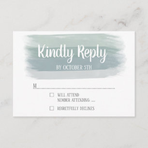 Wedding Watercolor Brush Stroke RSVP Card Karte