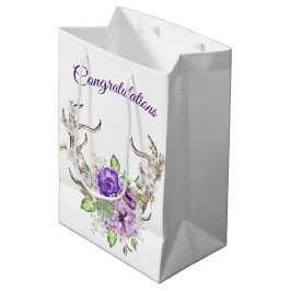 Wedding Watercolor Deer Antler Bouquet Mittlere Geschenktüte
