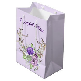 Wedding Watercolor Deer Antler Bouquet Mittlere Geschenktüte
