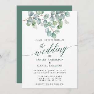 Wedding Watercolor Eukalyptus Greenery Calligraphy Einladung