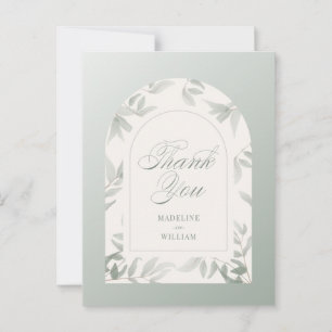 Wedding Watercolor Leaf Arch Vielen Dank Postkarte