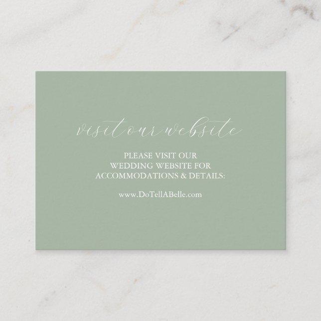 Wedding Website Insert Card Sage Green Script (Vorderseite)