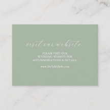 Wedding Website Insert Card Sage Green Script
