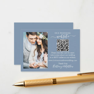 Wedding Website Minimalistisch QR Foto Dusty Blue Begleitkarte
