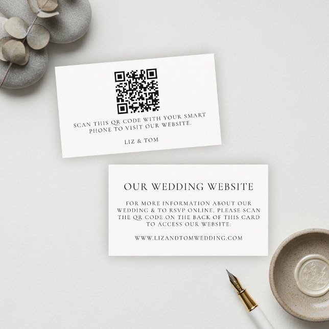 Wedding Website QR Code Modern Minimalist Simple Begleitkarte (modern minimalist wedding website qr code typography calligrahy black white city contemporary simple)