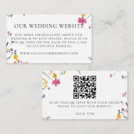 Wedding Website QR Code Wildflower Garden White Begleitkarte