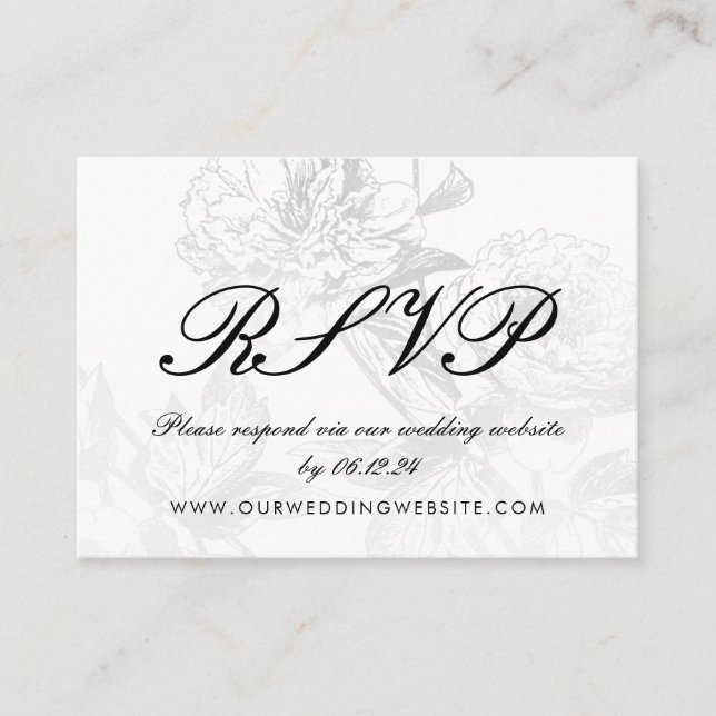 Wedding Website UAWG Simple Floral Silver Black Begleitkarte (Vorderseite)