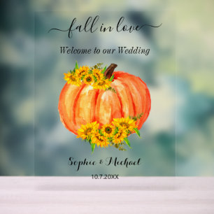 Wedding Welcome Fall Orange Pumpkin Acrylschild