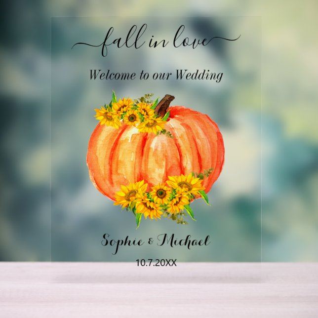 Wedding Welcome Fall Orange Pumpkin Acrylschild (Neutral)