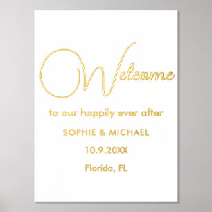 Wedding Welcome Gold White Foliendrucke