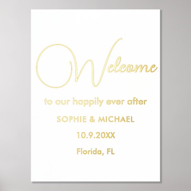 Wedding Welcome Gold White Foliendrucke (Vorderseite)