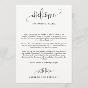 Wedding Welcome Itinerary Card Schöne Kalligraphie Einladung