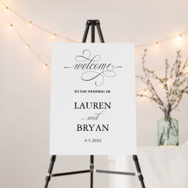 Wedding Welcome Poster Elegant Black and White 