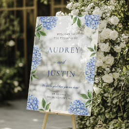 Wedding Welcome Sign, Classic Blue Hydrangea Acrylschild