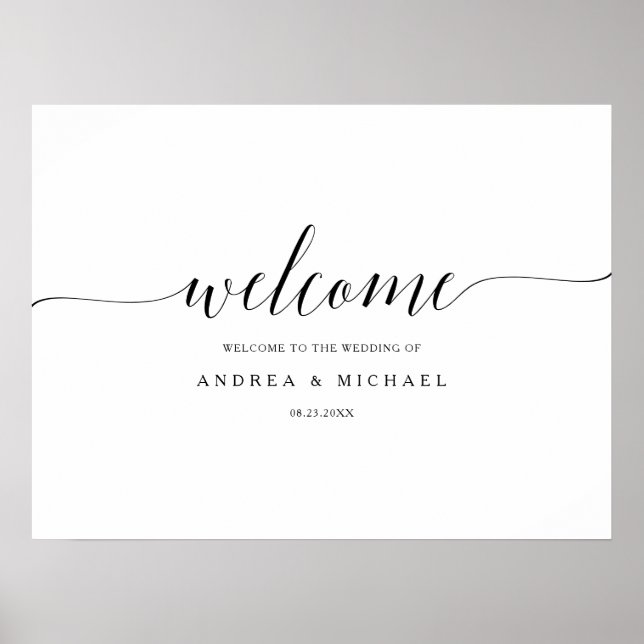 Wedding Welcome Sign Poster - Romantische Kalligra (Vorne)