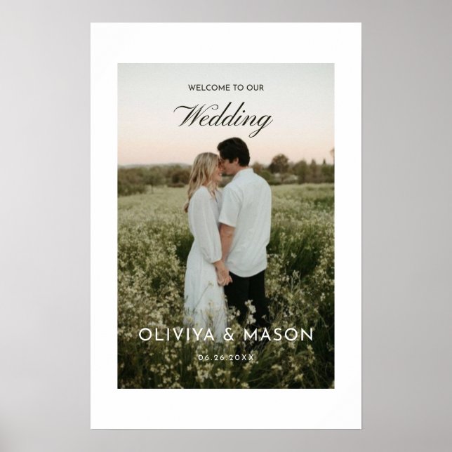 Wedding Welcome Sign Poster with Photo White (Vorne)