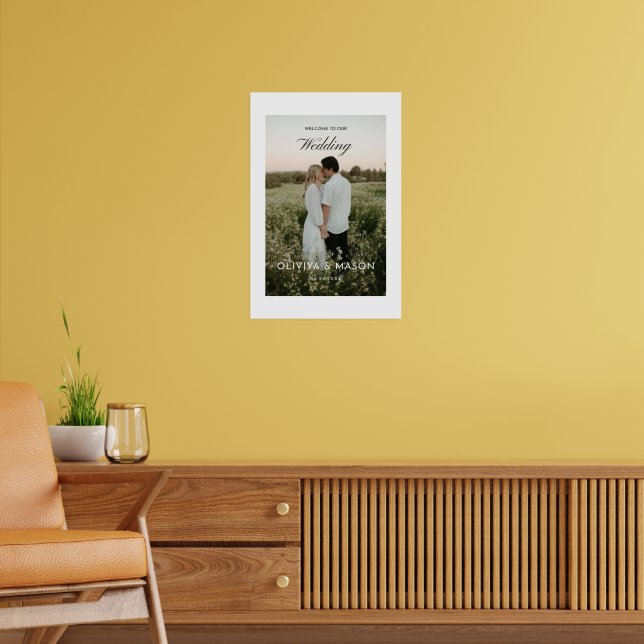 Wedding Welcome Sign Poster with Photo White (Wohnzimmer 2)