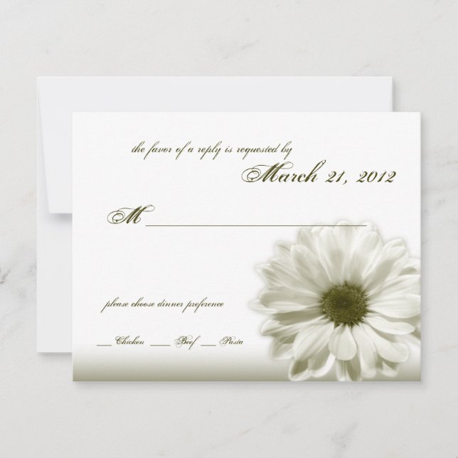 Wedding White Antique Daisy RSVP Karte (Vorderseite)