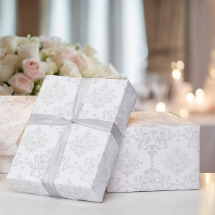 Wedding White Damask Einfaches Elegance Classic Geschenkpapier