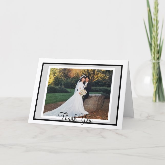 Wedding White Gray Foto Vielen Dank Karten (Vorderseite)