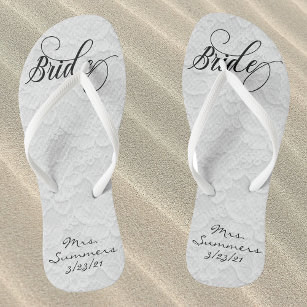 Wedding White Lace Personalisiert Bridge Flip Flops