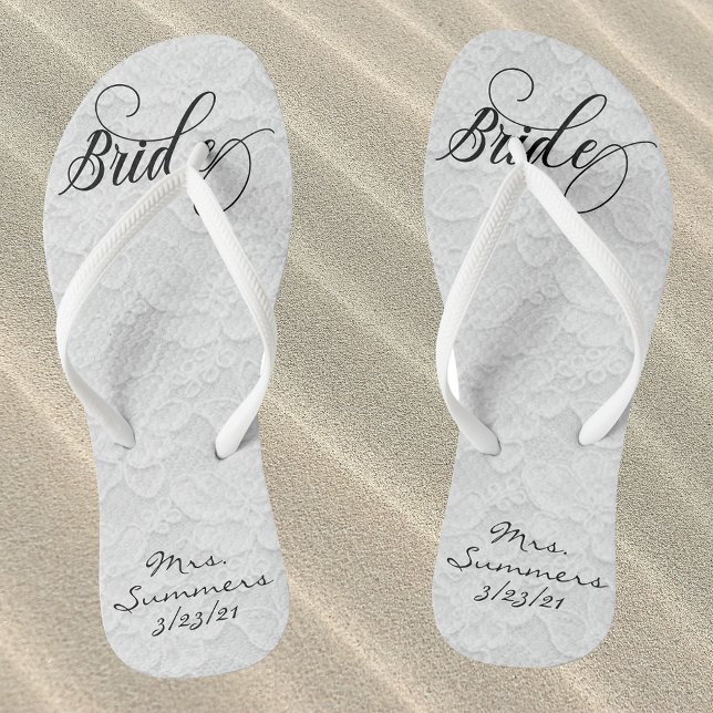 Wedding White Lace Personalisiert Bridge Flip Flops (Von Creator hochgeladen)