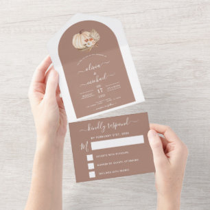 Wedding White Pumpkins Boho Terracotta UAWG All In One Einladung