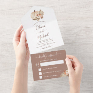 Wedding White Pumpkins Boho Terracotta UAWG All In One Einladung