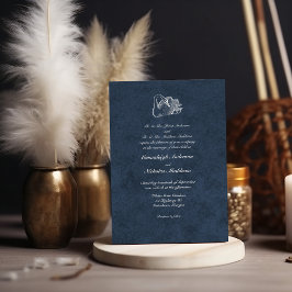 Wedding White Swan Navy Blue Einladung